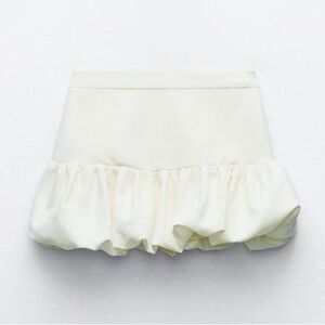 ZARA Skort Size Medium Light Beige Balloon Skort Linen Blend Mini New With Tags